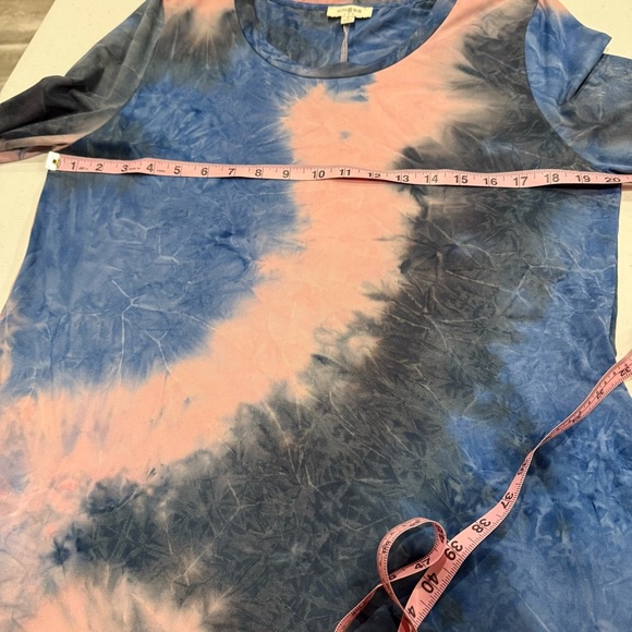 Umgee Tie Dye Tunic Top Mini Dress Blue & Pink Long Sleeve Women’s Size Small - Picture 4 of 10